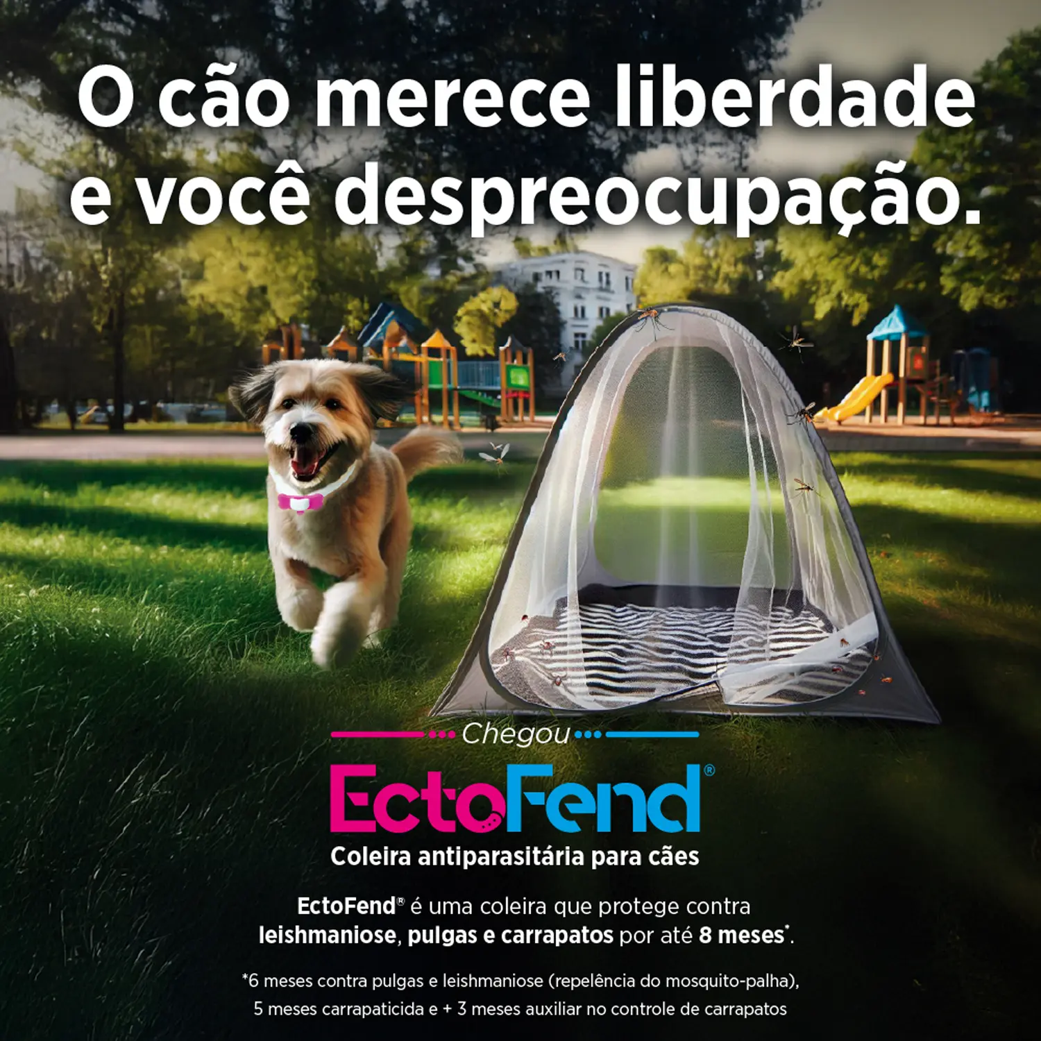Coleira Antipulgas e Carrapatos Ectofend Rosa para Cães Pequenos e Médios